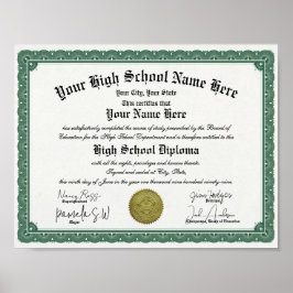 Grönt Gräns High/Home School Diploma Poster