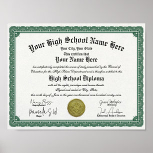 Grönt Gräns High/Home School Diploma Poster