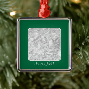 Grönt Gräns Personlig Joyeux Noël Julgransprydnad Metall