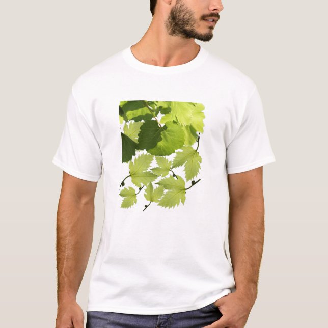 Grönt Grape Vine Löv T Shirt (Framsida)