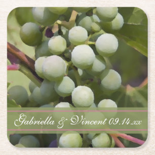 Grönt Grapes Vineyard Bröllop Underlägg Papper Kvadrat
