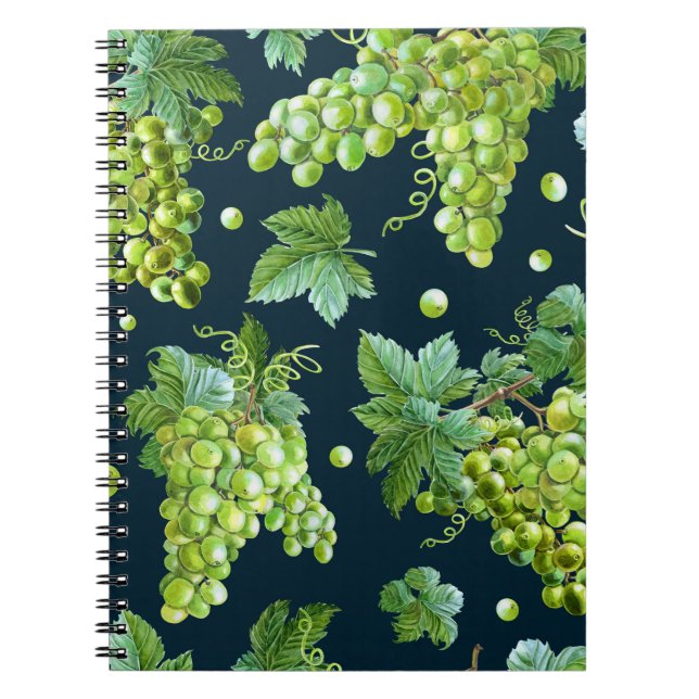 Grönt Graph: Watercolor Mörk Mönster Anteckningsbok (Framsidan)