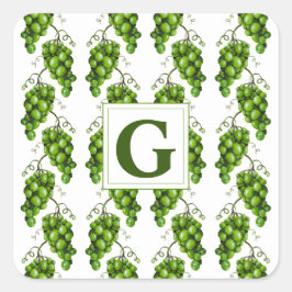 Grönt Graps-etikett Fyrkantigt Klistermärke