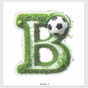 Grönt gräs Bokstav B Topiary Med Fotboll Klistermärken