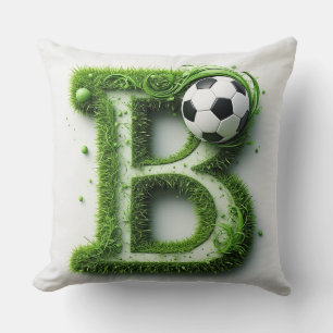 Grönt gräs Bokstav B Topiary Med Fotboll Kudde