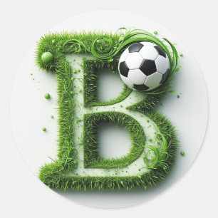 Grönt Gräs Bokstav B Topiary Med Fotboll Runt Klistermärke
