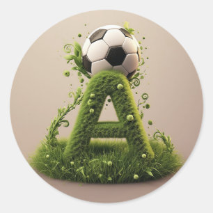 Grönt gräs Brev A Topiary Med Fotboll Runt Klistermärke