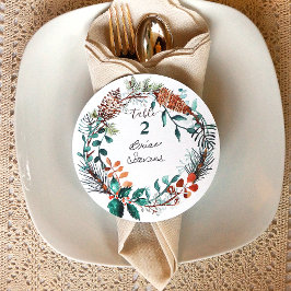 Grönt Gräs Eucalyptus Pinecone WAN Namn Etiketter Inbjudningar