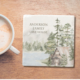 Grönt Gräs Forest Family Sjö House Cabin Stenunderlägg