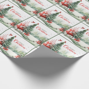 Grönt Gräs Forest och Red Cardinal Birds jul Presentpapper