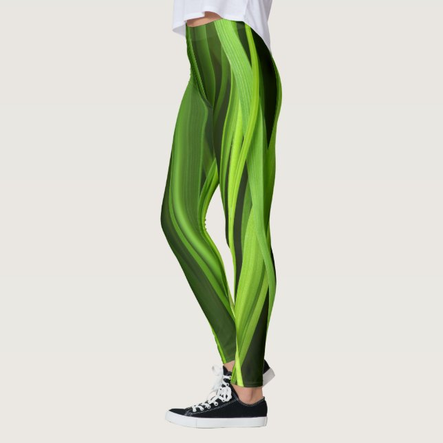 Grönt gräs mönster leggings (Vänster)