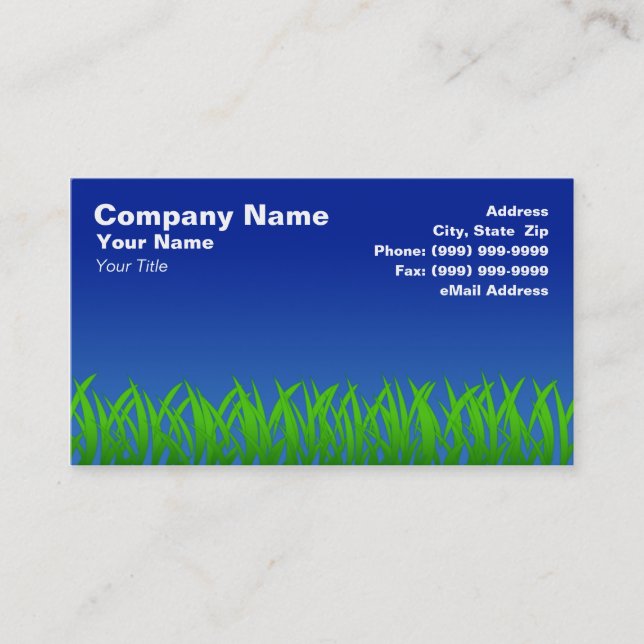 Grönt gräs mot blått görar klar himmel visitkort (Framsida)