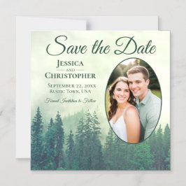 Grönt Gräs Rustic Oval Photo Bröllop spara datum Magnetisk Inbjudningskort