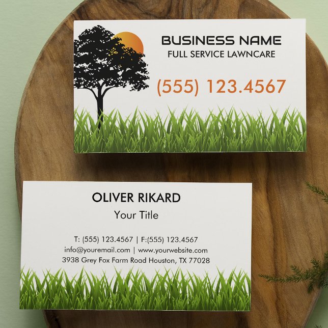 Grönt Gräs Solnedgång Träd Landskapsarkitektur Visitkort (Skapare uppladdad)