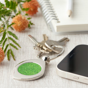 Grönt gräs swirl silverfärgad nyckelring
