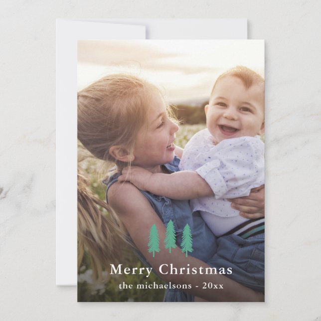 Grönt Gräs Träd, julfotoutskrift Helgdag Julkort (Framsida)