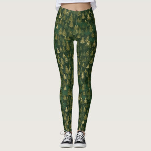 Grönt Gräs Träd Mönster Leggings