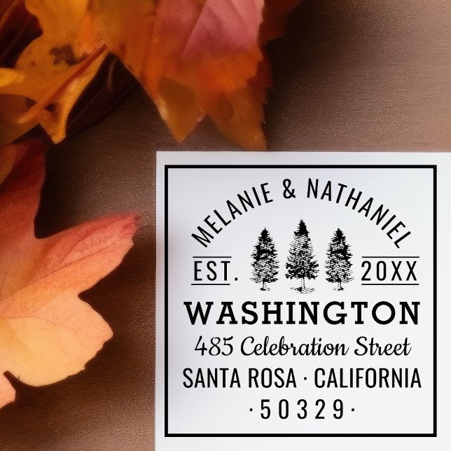 Grönt Gräs Träd Rustic Bröllop Returadress Självfärgande Stämpel (Skapare uppladdad)