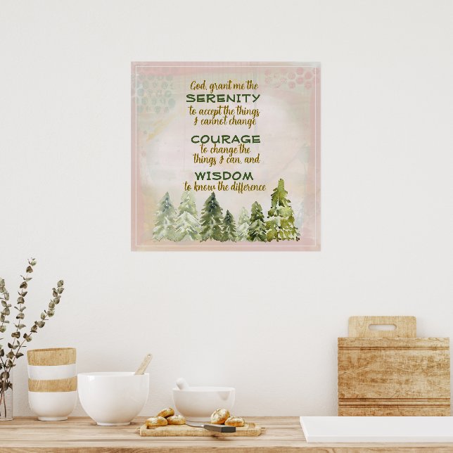 Grönt Gräs Träd Serenity Prayer Poster (Kök)