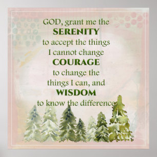 Grönt Gräs Träd Serenity Prayer Poster