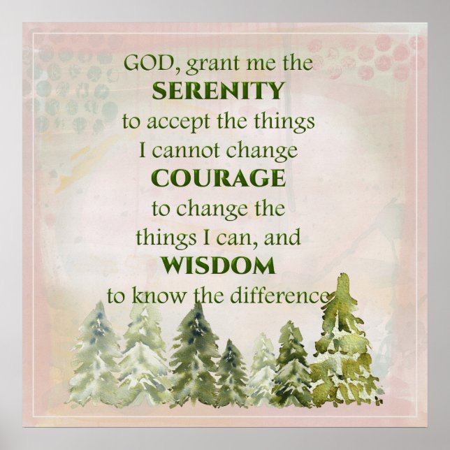 Grönt Gräs Träd Serenity Prayer Poster (Framsidan)
