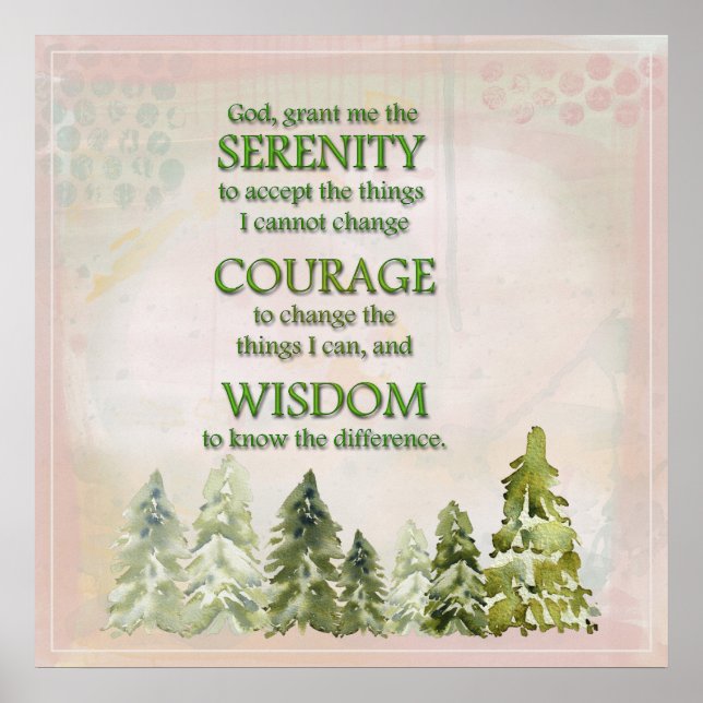 Grönt Gräs Träd Serenity Prayer Poster (Framsidan)