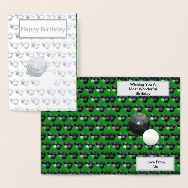 Grönt Gräsmatta Bowls Jack, Silver Foil Birthday C Folierat Kort (Display)