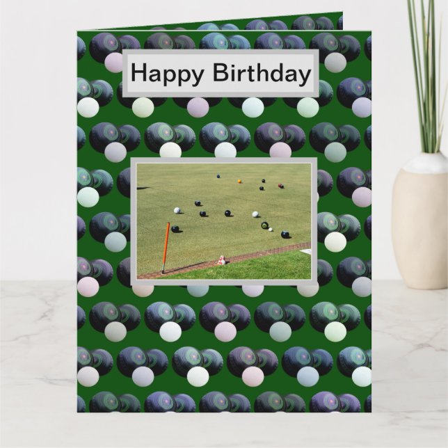 Grönt Gräsmatta Bowls, jumbo Birthday Card Kort (Framsida)