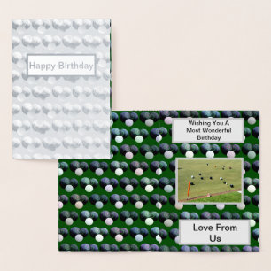 Grönt Gräsmatta Bowls, Silver Foil Birthday Card Folierat Kort