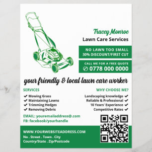Grönt Gräsmatta-Mower, Gräsmatta Care Services Reklamblad