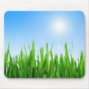 Grönt Grass Blå himmel banderoll Musmatta
