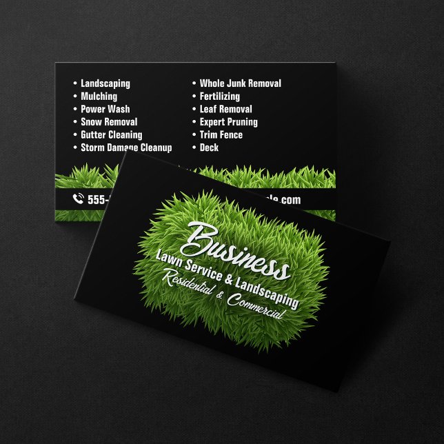 Grönt Grass Gräsmatta Care Landscaping Service Bla Visitkort (Skapare uppladdad)
