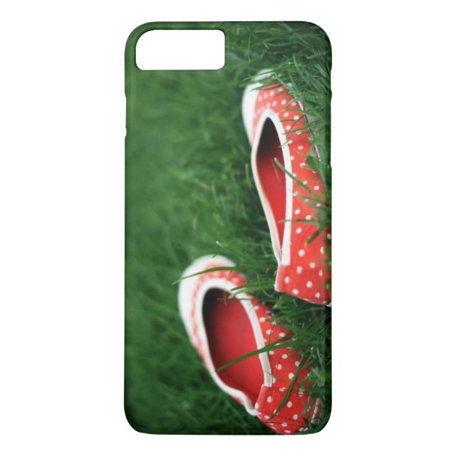 Grönt Grass Red Tofflor med vita polkadoter Case-Mate iPhone Skal (Baksida)