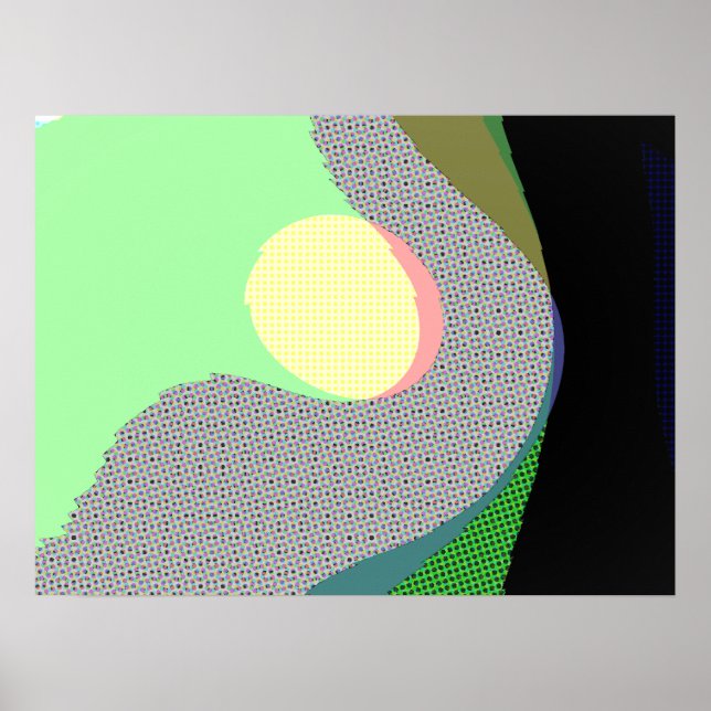 Grönt Grått Abstrakt 111 Poster (Framsidan)