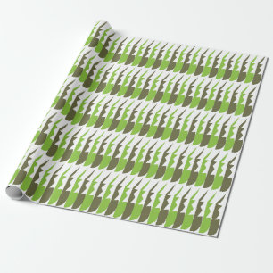 Grönt Grått Abstrakt Modern Mönster Presentpapper