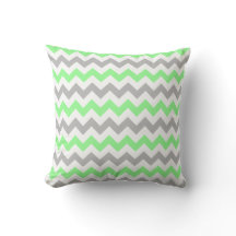 Grönt & Grått Chevron Square Pillow