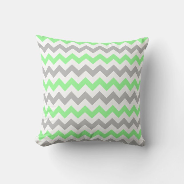 Grönt & Grått Chevron Square Pillow Kudde (Framsida)
