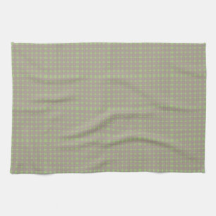 Grönt Grått Gingham Play Mönster Kökshandduk