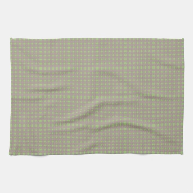 Grönt Grått Gingham Play Mönster Kökshandduk (Horisontell)