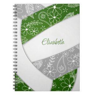 grönt grått girly boho sport volleyball journal anteckningsbok