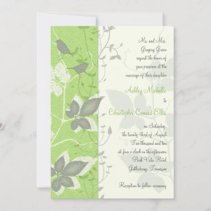 Grönt Grått Ivory Vines Birds Wedding bjudande Inbjudningar