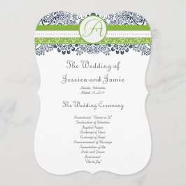 Grönt Grått Love birds Bröllopsprogram  Program