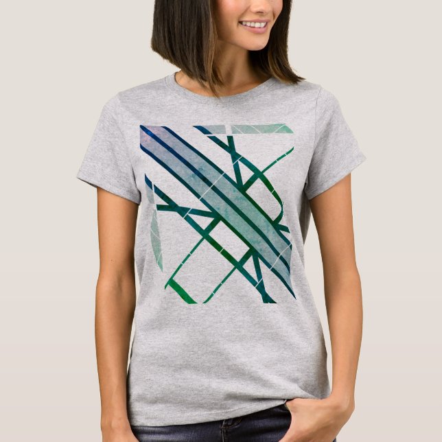 Grönt Grått MCM-utseende med mönster i geometrisk  T Shirt (Framsida)