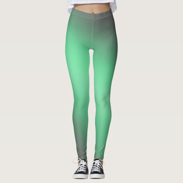 Grönt grått moonlight ombre, effekt leggings (Framsida)