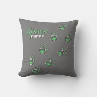 Grönt & Grått "Space Puppy" Tass avtryck Pillow Kudde