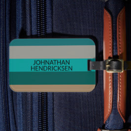 Grönt Grått Tan Rand Modern Masculine Monogram Bagagebricka