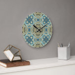 Grönt Grått Teal Blue Ochre Hip Bohemian Bali Art Stor Klocka<br><div class="desc">Fin contemporary och gult, grått grönt, tårblått och grått färgad Bohemian mosaic mönster. Modern utformning och coola för trenden är en skonsam dekorator för insida och konst som älskar höftledsare, vintagens återutseende stil eller abstraktens geometriska motiv för älskare. Den här roligten och den söta hipsterdesignen finns på en mängd olika...</div>