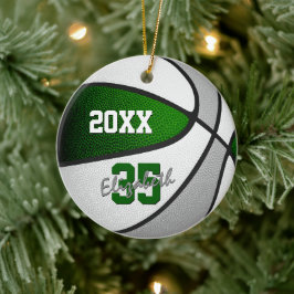 grönt grått Team färg idrottsman namn basketboll Julgransprydnad Keramik