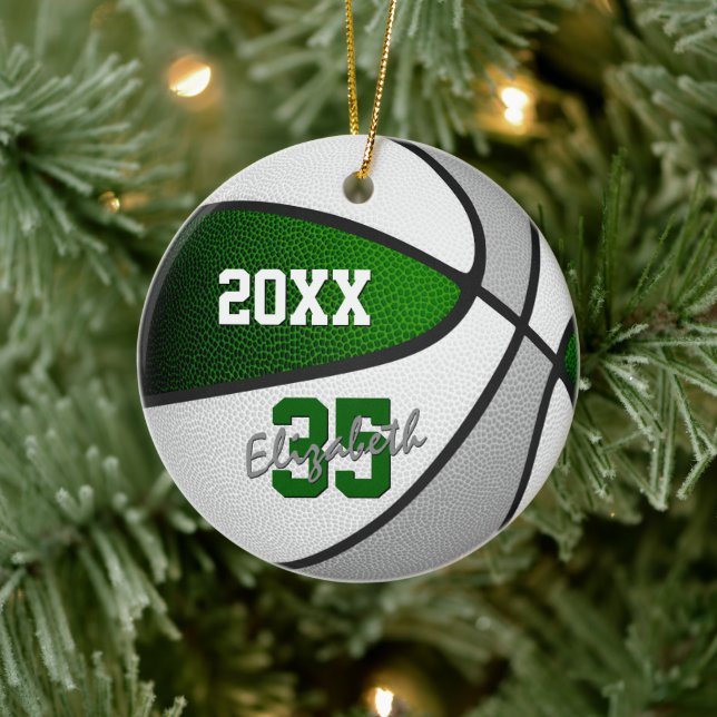 grönt grått Team färg idrottsman namn basketboll Julgransprydnad Keramik (Träd)