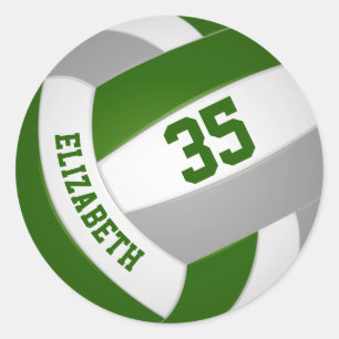 grönt grått Team färg-pojkar flickor volleyball Runt Klistermärke